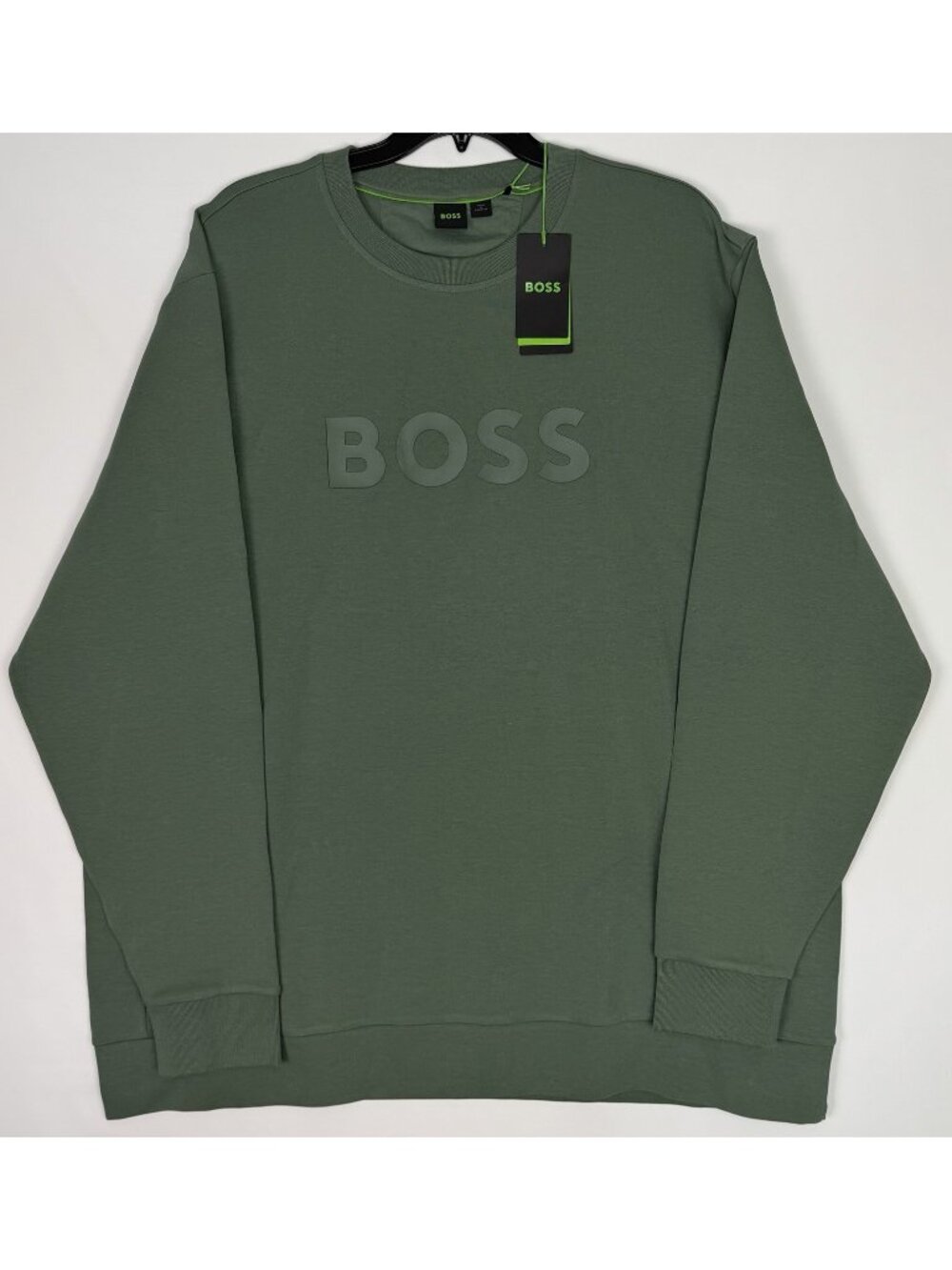 BOSS Hugo Boss Sweatshirt Salbo Crewneck Open Green Mens Size 3XT Big & Tall NEW